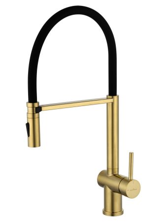 Смеситель для кухни с гибким изливом WONZON & WOGHAND, Брашированное золото (WW-88438003-BG), артикул WW-88438003-BG