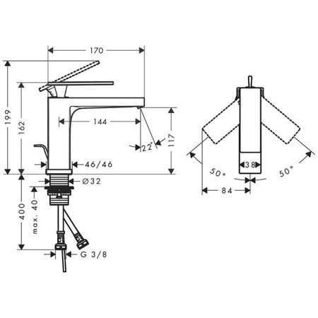 HANSGROHE (*Tecturis E) Смеситель для раковины 110, однорычажный, со сливным гарнитуром, хром, артикул 73010000
