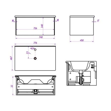 Тумба под раковину подвесная La Fenice Terra FNC-01-TER-B-80, белая, артикул FNC-01-TER-B-80