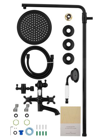 Душевая система WONZON & WOGHAND RETRO, Черный матовый (WW-88739020-MB), артикул WW-88739020-MB