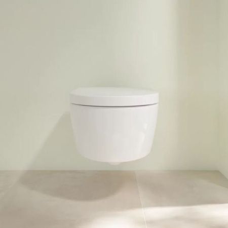 Унитаз, Villeroy&Boch, Avento, безободковый (с открытым смывным краем), тип установки-подвесной, ширина, мм-370, глубина, мм-530, высота, мм-310, форма чаши-овальная, выпуск-горизонтальный, материал-керамика, сиденье-в комплекте, цвет-альпийский белый, с  Унитаз, Villeroy&Boch, Avento, безободковый (с открытым смывным краем), тип установки-подвесной, ширина, мм-370, глубина, мм-530, высота, мм-310, форма чаши-овальная, выпуск-горизонтальный, материал-керамика, сиденье-в комплекте, цвет-альпийский белый, с