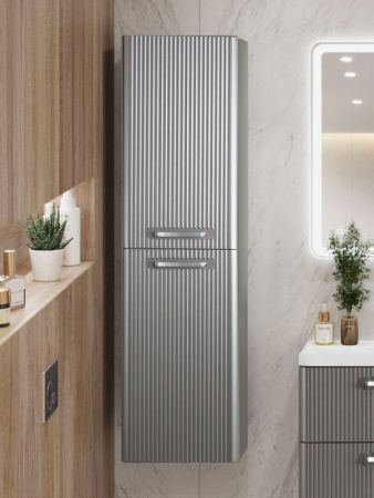 DUE Шкаф подвесной с двумя распашными дверцами с доводчиками, с двумя полками, универсальный, Bianco Lucido, 400x300x1500, DUE-1500-2A-SC-BL-P, артикул DUE-1500-2A-SC-BL-P