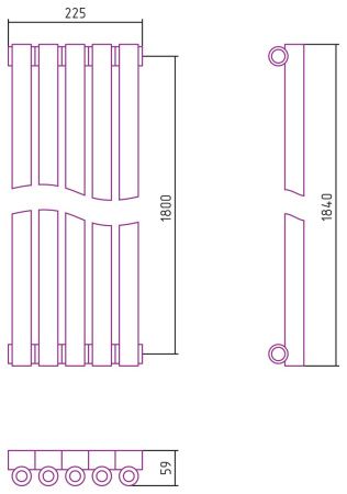 Отопительный радиатор ЭСТЕТ-0 н/ж 1800х225 / 5 сек (САТИН)