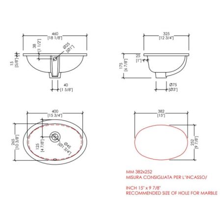 Devon WHITE46 Раковина встраиваемая под столешницу (46х32.5 cм),крепеж в компл, цвет: белый, артикул RALILY460