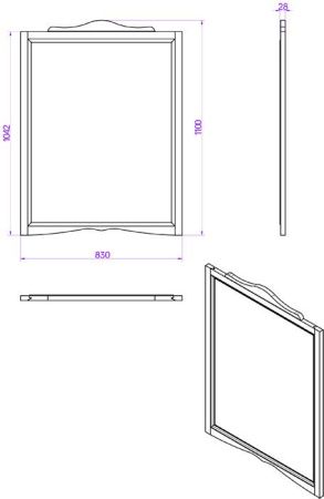 TW Veronica, Зеркало 83*h110см, цвет: bianco