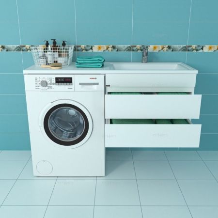 Тумба с раковиной СанТа Марс 130 R 700263+900115 подвесная Белая