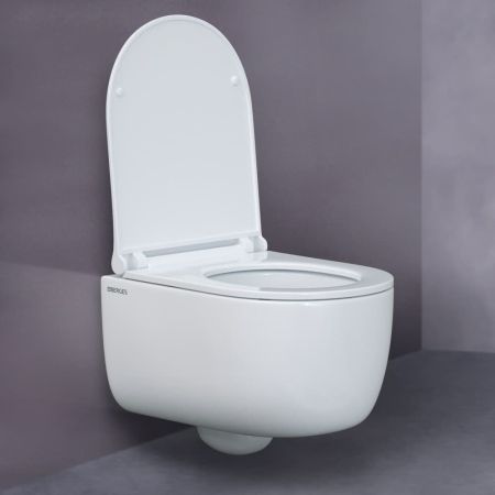 Унитаз BERGES подвестной EGO Rimless 49см, сиденье дюропласт Toma Slim SO, микролифт, быстросьем, артикул 082111