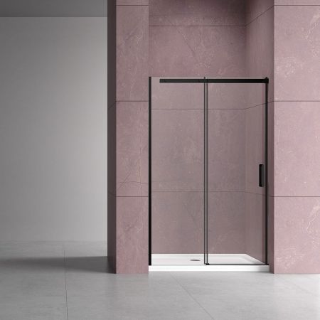 Душевая дверь Dice VDS-4D130CLB, 1300, черный, стекло прозрачное, артикул VDS-4D130CLB