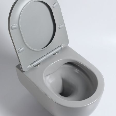 Унитаз подвесной Evo VT1-34SMG безободковый, цвет серый матовый, ультратонкое soft-close сиденье, артикул VT1-34SMG