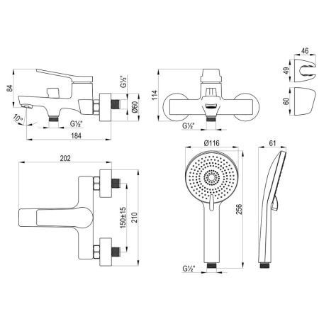 Смеситель Rossinka для ванны с монолитным изливом (RS20-31), артикул RS20-31