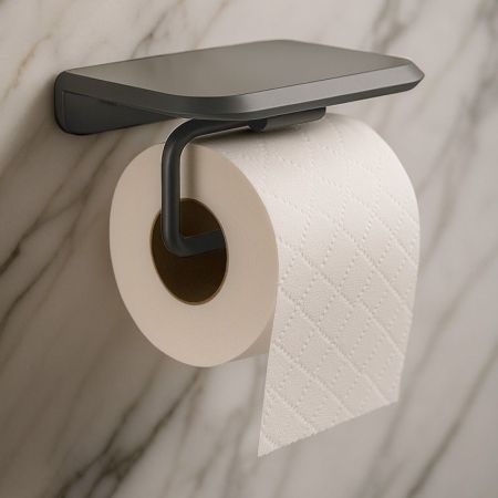 Держатель для туалетной бумаги с полочкой Knotlor PH103GM, оружейная сталь, артикул PH103GM