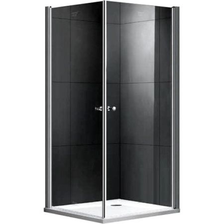 Душевой уголок Gemy New Rockcoco 90х190 квадратный две распашные дверцы профиль Хром стекло прозрачное