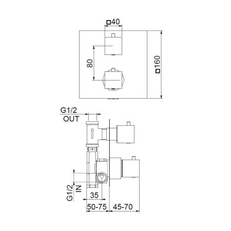 Смеситель для душа встраиваемый с термостатом Webert Pegaso PE970901015, хром, артикул PE970901015
