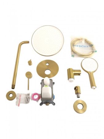 RELAX-DSET-GM Душевой комплект встраиваемый (смеситель встраиваемый, верхний душ, ручной душ со шлангом, штуцер с держателем), оружейная сталь, артикул RELAX-DSET-GM