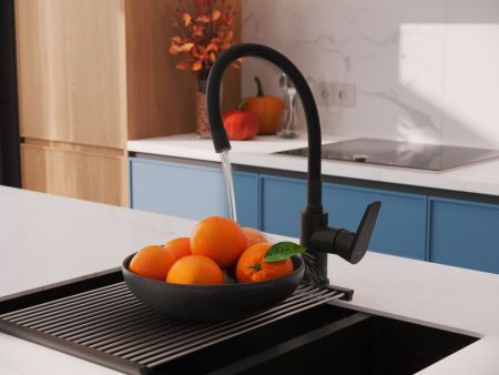 Смеситель для кухни Cersanit MODUO однорычажный с гибким изливом черный (68230), артикул 68230