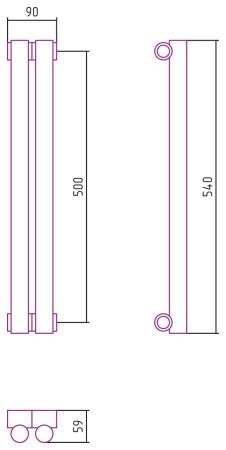 Отопительный радиатор ЭСТЕТ-1 н/ж 500х90 / 2 сек (ЗОЛОТО), артикул 03-0301-5002