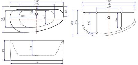 Акриловая ванна Allen Brau Priority 5 А 160x78 2.31005.20A/AM, артикул 2.31005.20A/AM