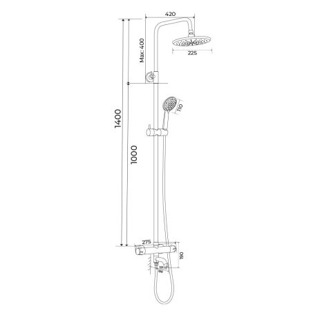 Душевая система с термостатом WesnaArt DUSHA DUS08-302, хром, артикул DUS08-302