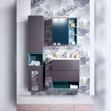 Тумба под раковину Бриклаер Кристалл 60 подвесная Ясень Анкор темный, артикул 4627125414510