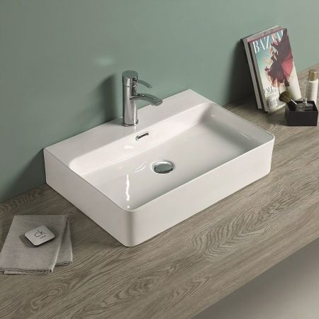 Раковина керамическая накладная AM-78188, цвет белый, 600х425х135, артикул AM-78188