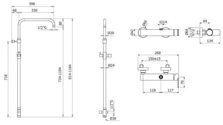 Душевая стойка CEZARES GLAM-CD, артикул GLAM-CD-BIO