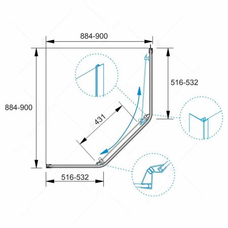 Душевой уголок RGW PA-86 (900x900), артикул 38088699-11