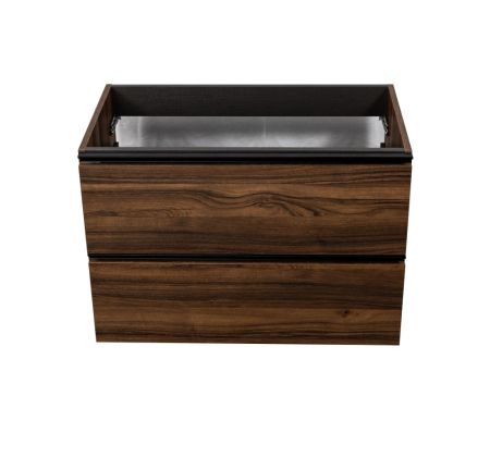Visobath Granada, тумба 80 см, 2 ящика c черными ручками, цвет орех (Valenti), артикул 76579/87602