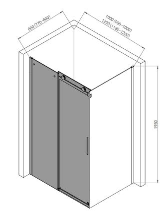 Боковая панель, стекло 8мм, цвет профиля хром. Размер 800*1950, артикул AQM4203F