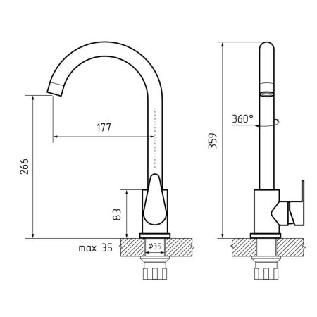 Смеситель для кухни GranFestGF-Z-5412, серый, артикул GF-Z-5412 серый