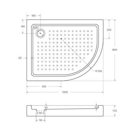 АКРИЛОВЫЙ ПОДДОН CEZARES TRAY-A-RH-15-W, артикул TRAY-COVER-G