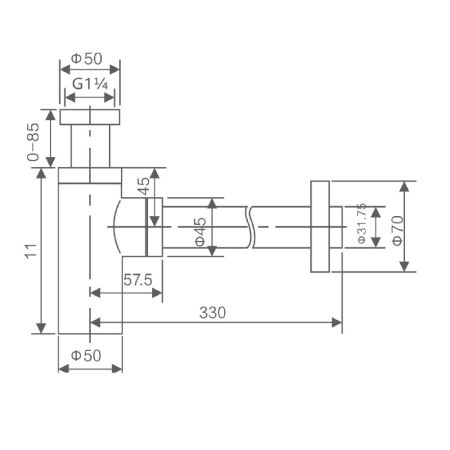 Сифон для раковины Savol S-LSQ01, хром, артикул S-LSQ01