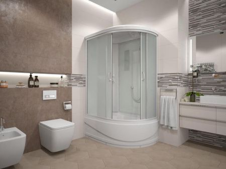 Душевая кабина Erlit Comfort ER3512TPL 120x80 задняя стенка Белая стекло матовое