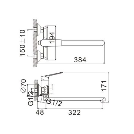 Смеситель для ванны BELZ B22533, хром