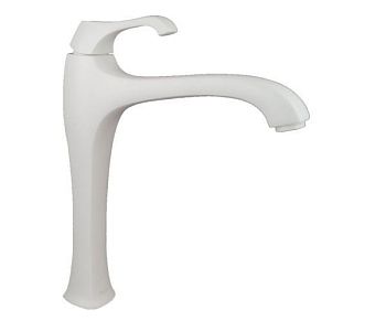 Emmevi Ares, высокий однорычажный смеситель для раковины (излив 21,6 см), с донным клапаном click-clack, цвет белый матовый