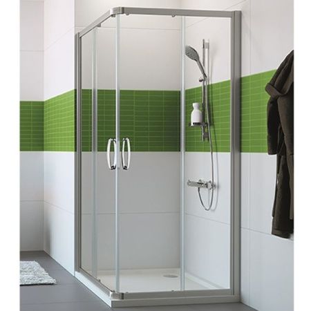 Душевой уголок Huppe Fracture 90х90 квадратный профиль Хром стекло прозрачное