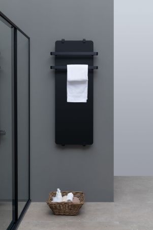 Полотенцесушитель электрический Allen Brau Infinity 120x44 с рейлингом 2.0 и креплением, черный матовый, артикул 00325638