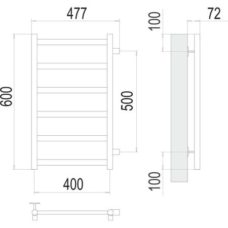 Полотенцесушитель водяной (боковое подключение) Terminus Аврора П6 40х60, артикул 4670078529862