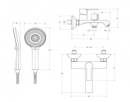 AURORA Комплект смесителей для ванной - смеситель для ванны и смеситель для раковины, артикул AURORA-VASM/LVM-CRM