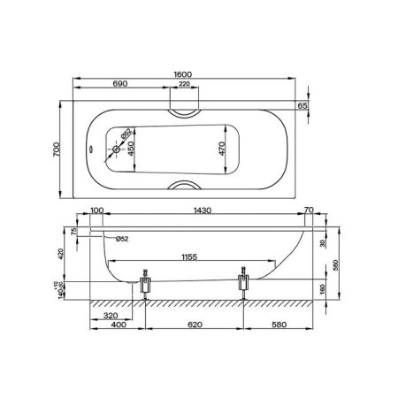 Опора для ванны, Bette, универсальная, комплект-2 штуки, артикул B23-1500