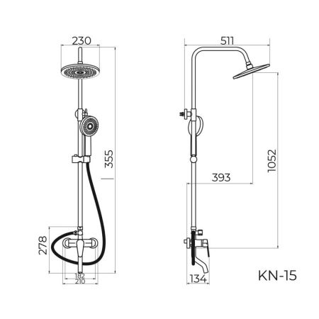 Душевая система Knotlor KN-15, хром, артикул KN-15