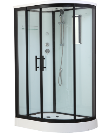 Душевая кабина Timo Standart T-6602 B L 120x85 профиль Черный стекло прозрачное, артикул T-6602BL