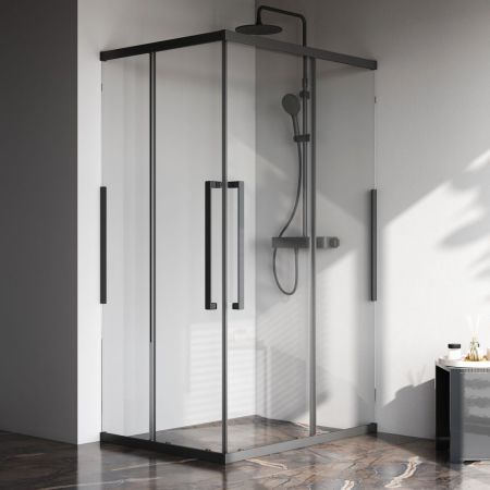 W84G-403-12090-BТ Душевое ограждение Func Square Slide 120х90, черный, прозрачное, артикул W84G-403-12090-BТ