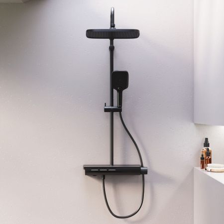 953760300 Gala душевая система с ванно душевым ТМС смесителемполкой, чёрный, артикул 953760300