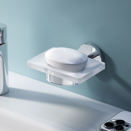 A85A34200 X-Joy, Стеклянная мыльница с настенным держателем, хром, артикул A85A34200