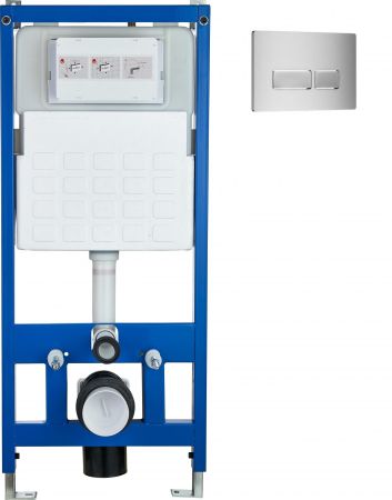 Инсталляция для унитаза CR556 с кнопкой сливного бачка CR02SV серебро Cerutti SPA, артикул CR555+CR02SV