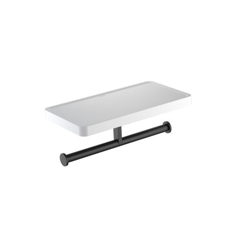 Бумагодержатель двойной с полкой AQUATEK, матовый черный AQ4919MB ЕВРОПА, артикул AQ4919MB