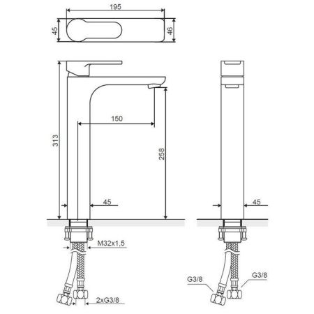 Смеситель для умывальника EXCELLENT Oxalia AREX.9002CR (хром), артикул AREX.9002CR