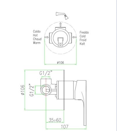 Fiore Kera, однорычажный встраиваемый смеситель для душа с круглым основанием, цвет хром, артикул 88CR7565