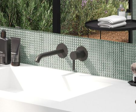 AQG Urban Two, встраиваемый в стену однорычажный смеситель для раковины, цвет черный матовый, артикул 01URB160NG