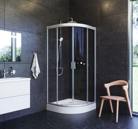 W90G-401-090WT Gem душевое ограждение 90х90, стекло прозрачное, профиль матовое серебро, без поддона, артикул W90G-401-090WT